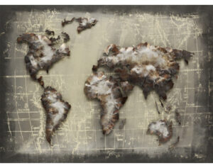 Kovový obraz na stenu Mapa sveta 80x60 cm