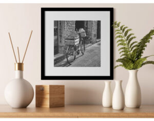 Rámovaný obraz Bicykel na ulici 30x30 cm